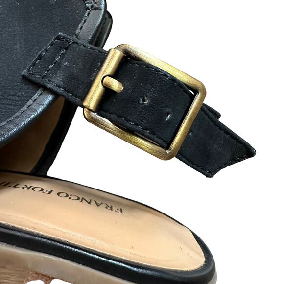 Franco Fortini | Size 9.5 Aniston Leather Peep Toe Block Heel Buckle Strap - Picture 8 of 11